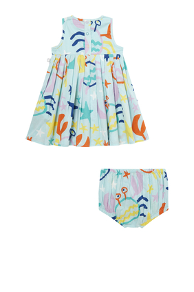 Crab Print Dress and Bloomers Set